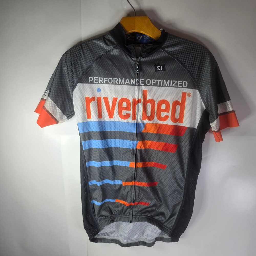 Vie13‎ Kustom Apparel Mens Cycling Jersey Medium Full Zip Gray Riverbed Orange